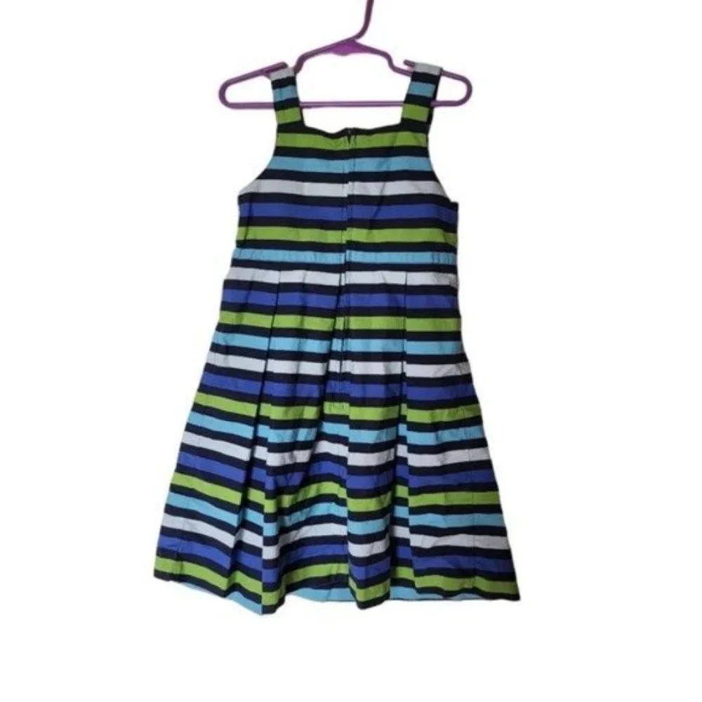 Gymboree Dress Full of Glee Blue Green Striped Sun‎ Bow Girls size 6 Kids